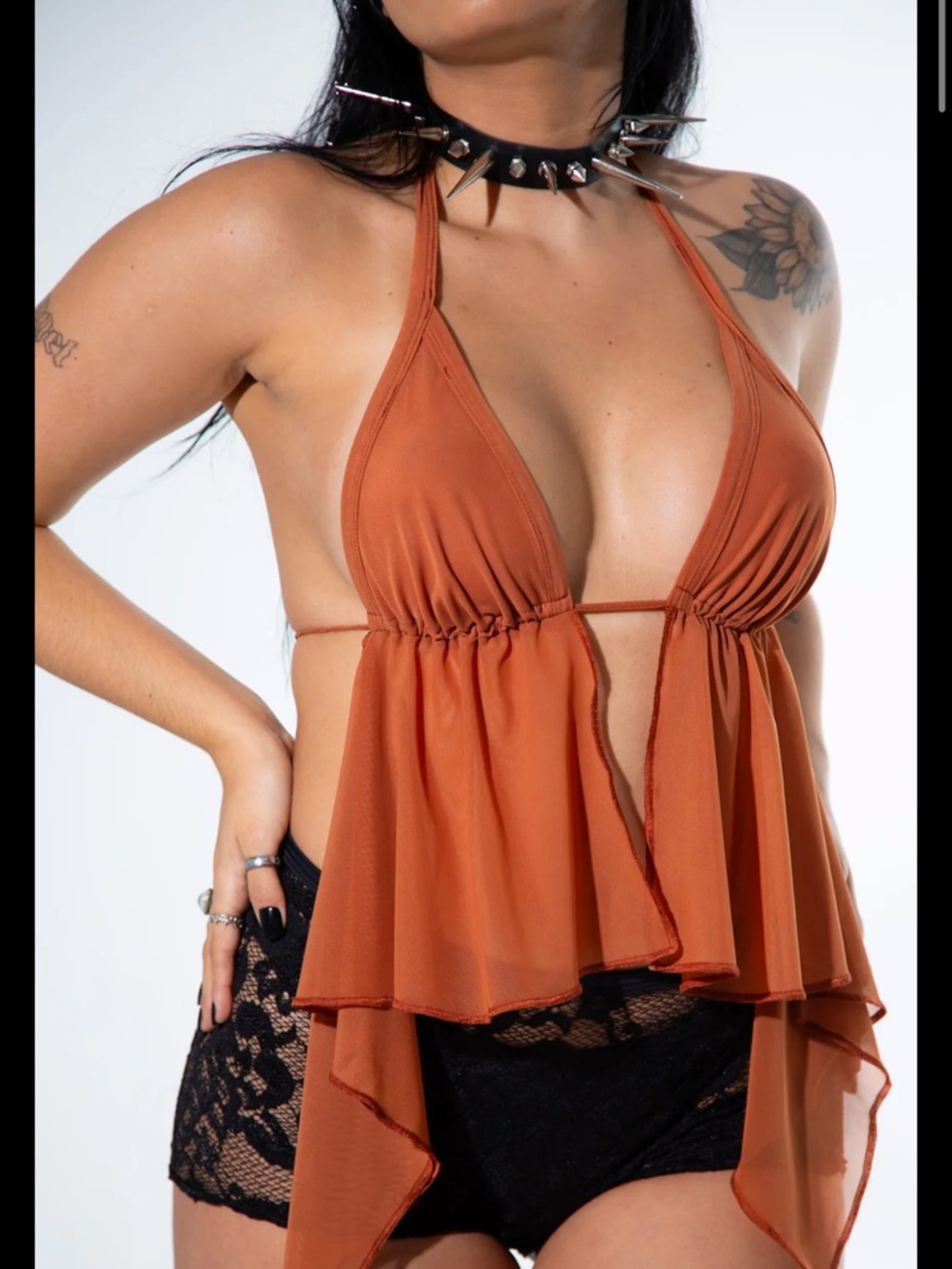 Caramel (rust orange) mesh fairy top from RWMG - size M✨ (also fits L)